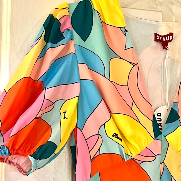 🌺🎉HP🎉🌺 NWT Staud Milla Mini Dress Citrus Kaleidoscope - Picture 10 of 16